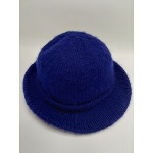 Aris Knit Women's Hat Navy Blue Braided Trim Made In USA Vintage Cap Bowler